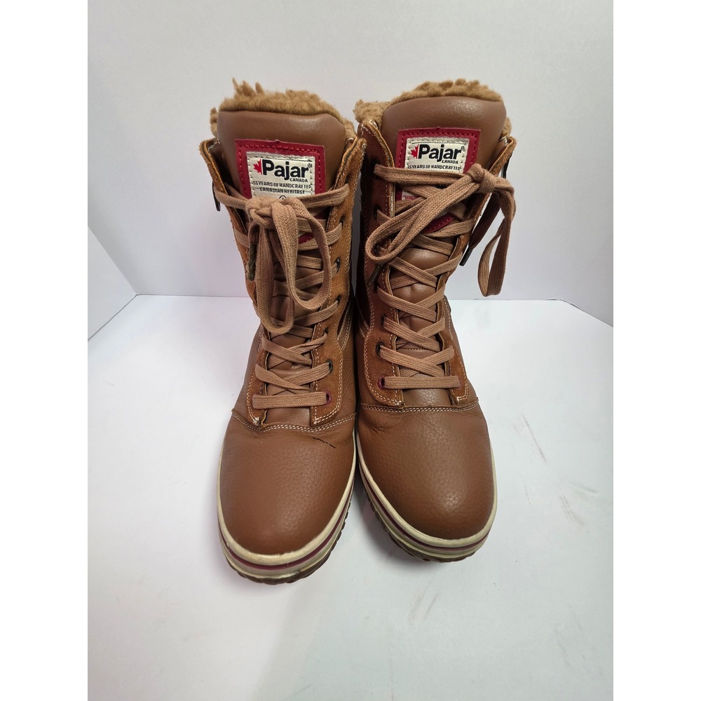 Pajar Canada Brown Waterproof Leather Suede Winter Boots Mens 9-9.5 Fur Lined
